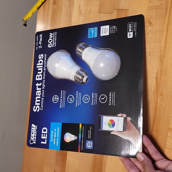 Smart Bulbs Control Your Lights From Anywhere 2 Pack 60W Control W App LED Feit - Picture 1 of 8